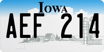 IA license plate AEF214
