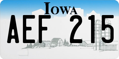 IA license plate AEF215