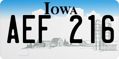 IA license plate AEF216