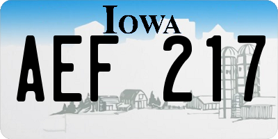 IA license plate AEF217
