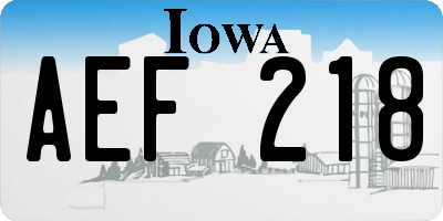 IA license plate AEF218