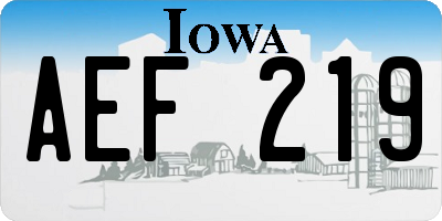 IA license plate AEF219