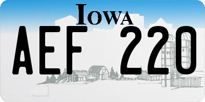 IA license plate AEF220
