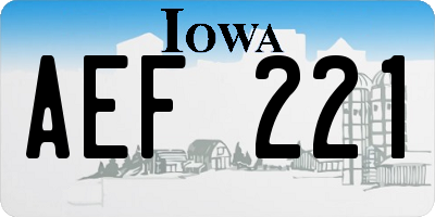 IA license plate AEF221