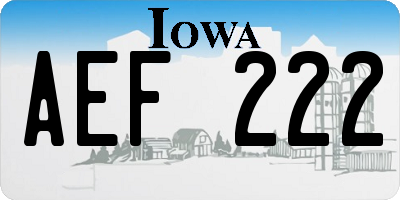 IA license plate AEF222