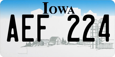 IA license plate AEF224