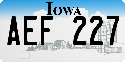 IA license plate AEF227