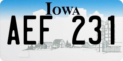 IA license plate AEF231