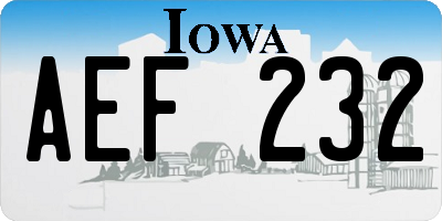 IA license plate AEF232