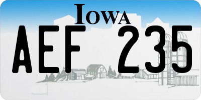 IA license plate AEF235