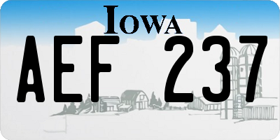IA license plate AEF237