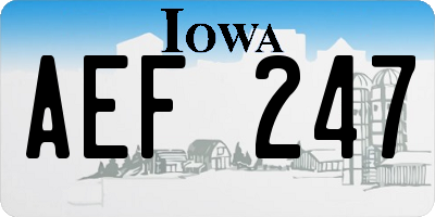 IA license plate AEF247