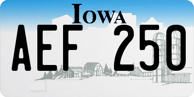 IA license plate AEF250