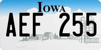 IA license plate AEF255