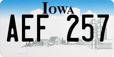 IA license plate AEF257