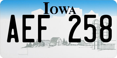 IA license plate AEF258