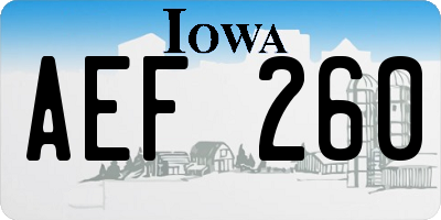 IA license plate AEF260