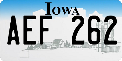 IA license plate AEF262