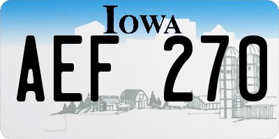 IA license plate AEF270