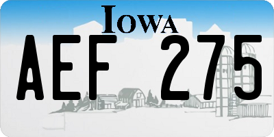 IA license plate AEF275