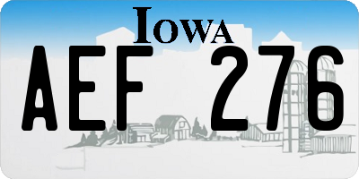 IA license plate AEF276