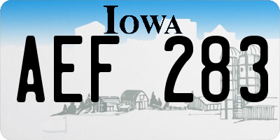 IA license plate AEF283