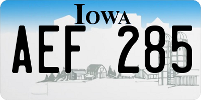 IA license plate AEF285