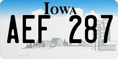 IA license plate AEF287