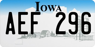 IA license plate AEF296