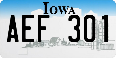 IA license plate AEF301