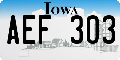 IA license plate AEF303