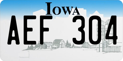 IA license plate AEF304
