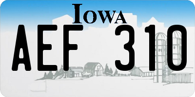 IA license plate AEF310