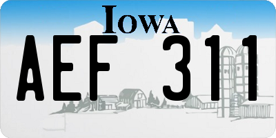 IA license plate AEF311