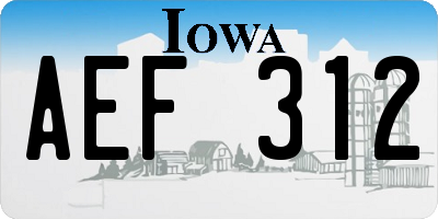IA license plate AEF312