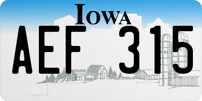 IA license plate AEF315