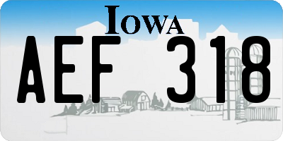IA license plate AEF318