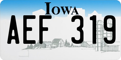 IA license plate AEF319