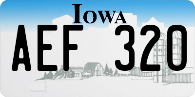 IA license plate AEF320