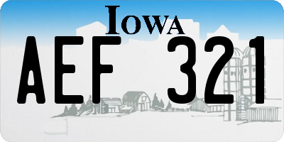 IA license plate AEF321