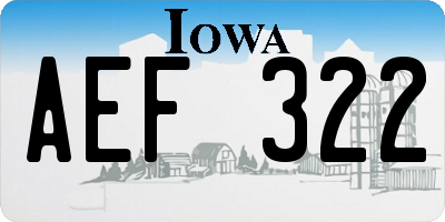 IA license plate AEF322