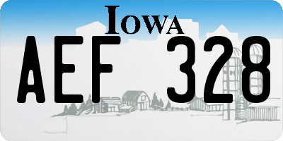 IA license plate AEF328