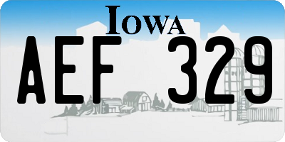 IA license plate AEF329