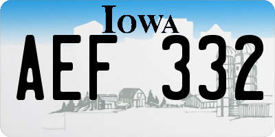 IA license plate AEF332