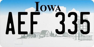 IA license plate AEF335