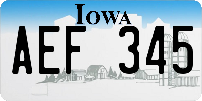 IA license plate AEF345