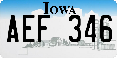 IA license plate AEF346