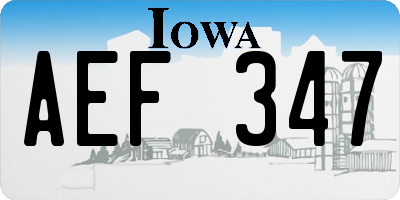 IA license plate AEF347