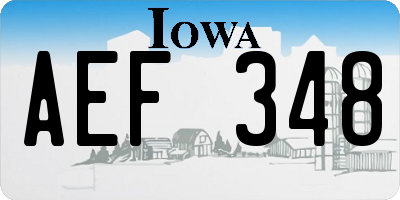 IA license plate AEF348
