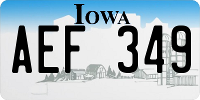 IA license plate AEF349